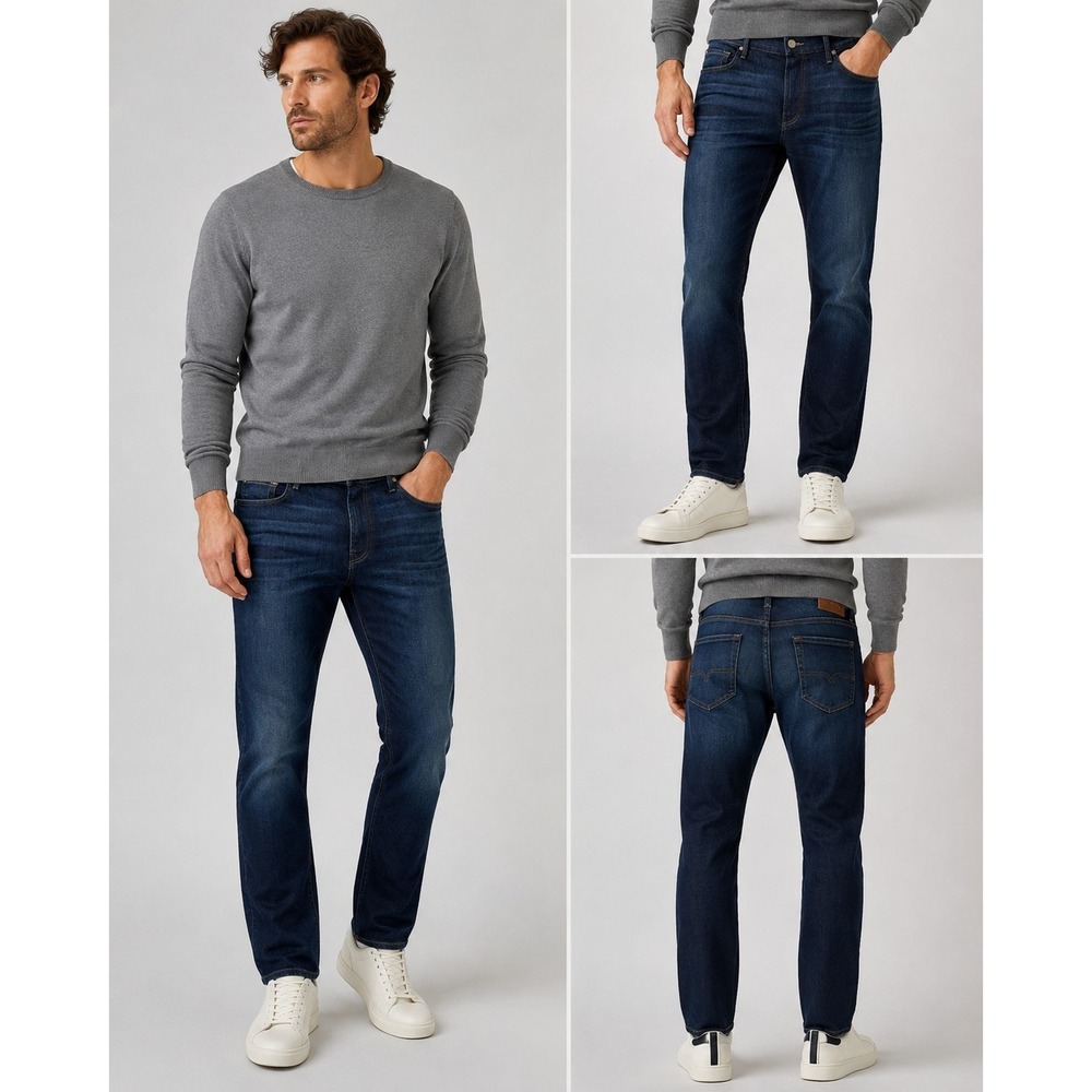 7 For All Mankind Mens Size 36x29 Blue Cotton Blend Adrien Straight Denim Jeans